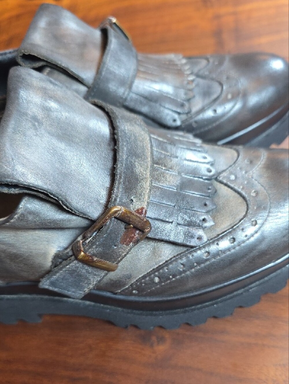 Chunky Black Monk Strap Lug Goth Boho Festival Cottage Core 🌈